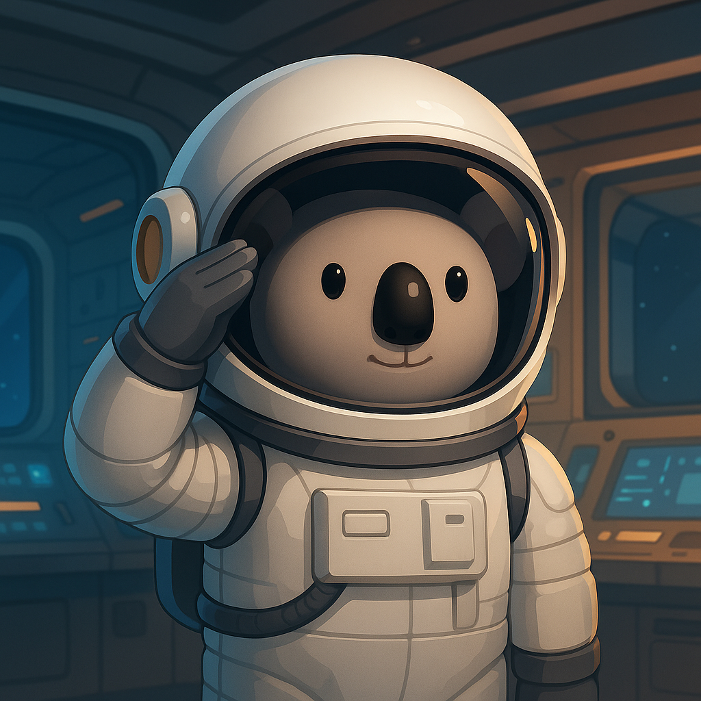 Koala astronaut portrait - representing MJE Labs team